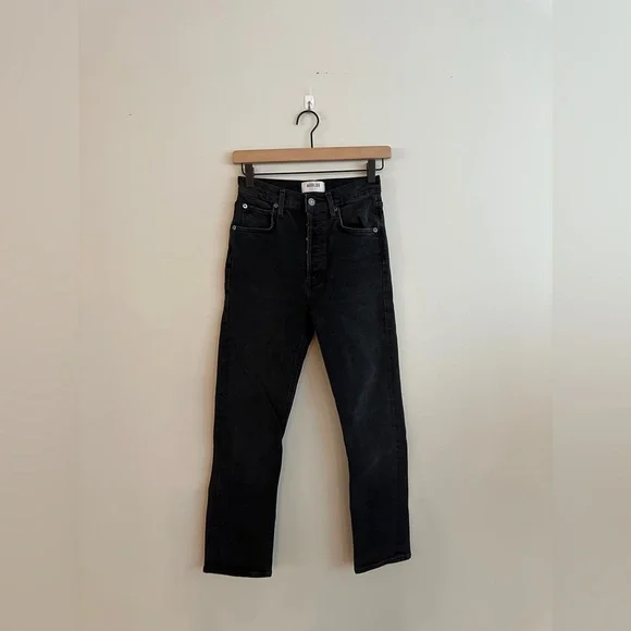 AGOLDE Riley High Rise Straight - Black - Size 23